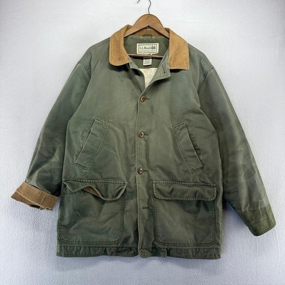 L.L. Bean Other - Vintage LL Bean Jacket Men's Medium Green Barn Coat Canvas Lined Distressed y2k